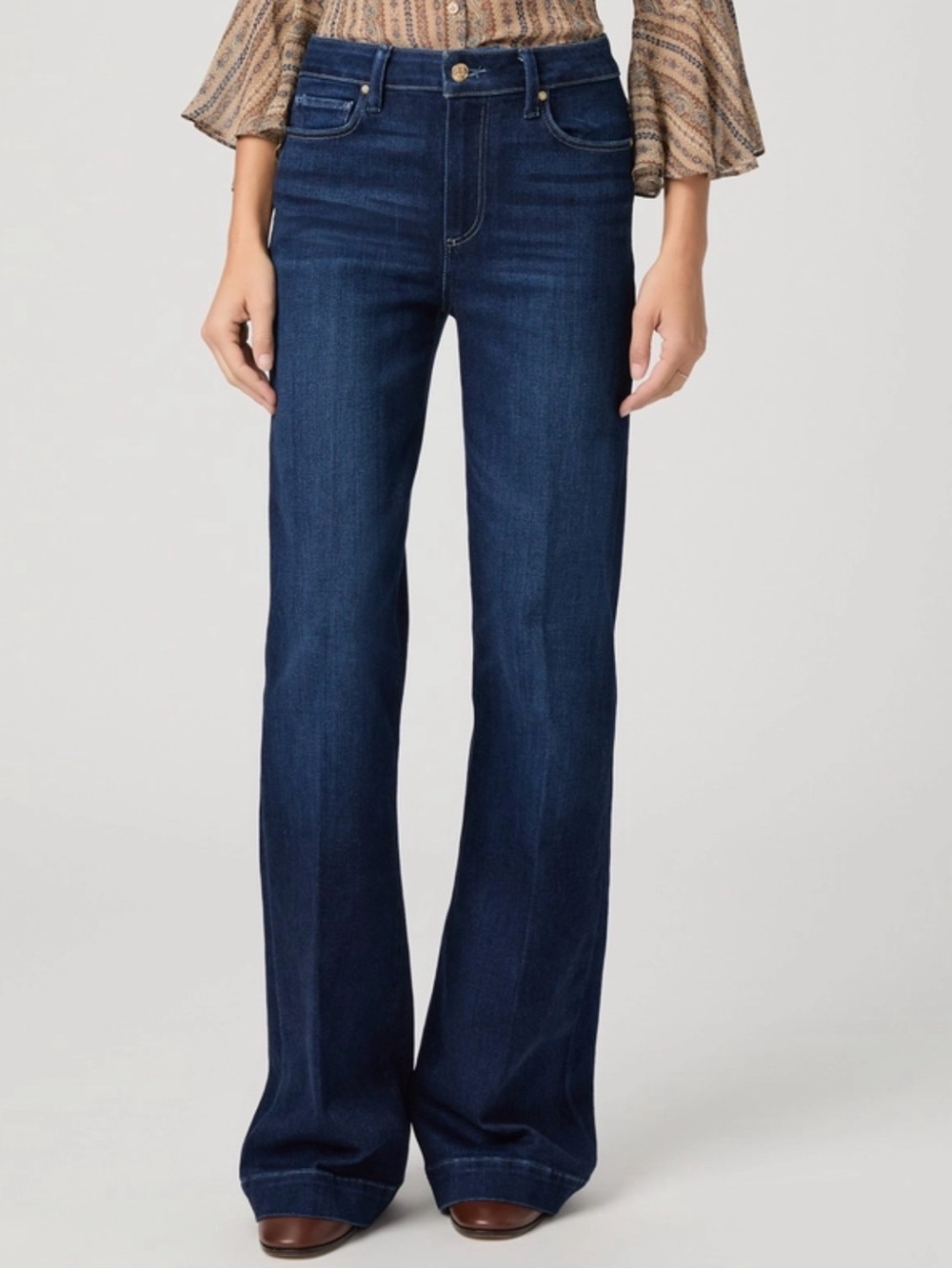 Paige Denim High-Rise Dark Blue Wide-Leg Jeans